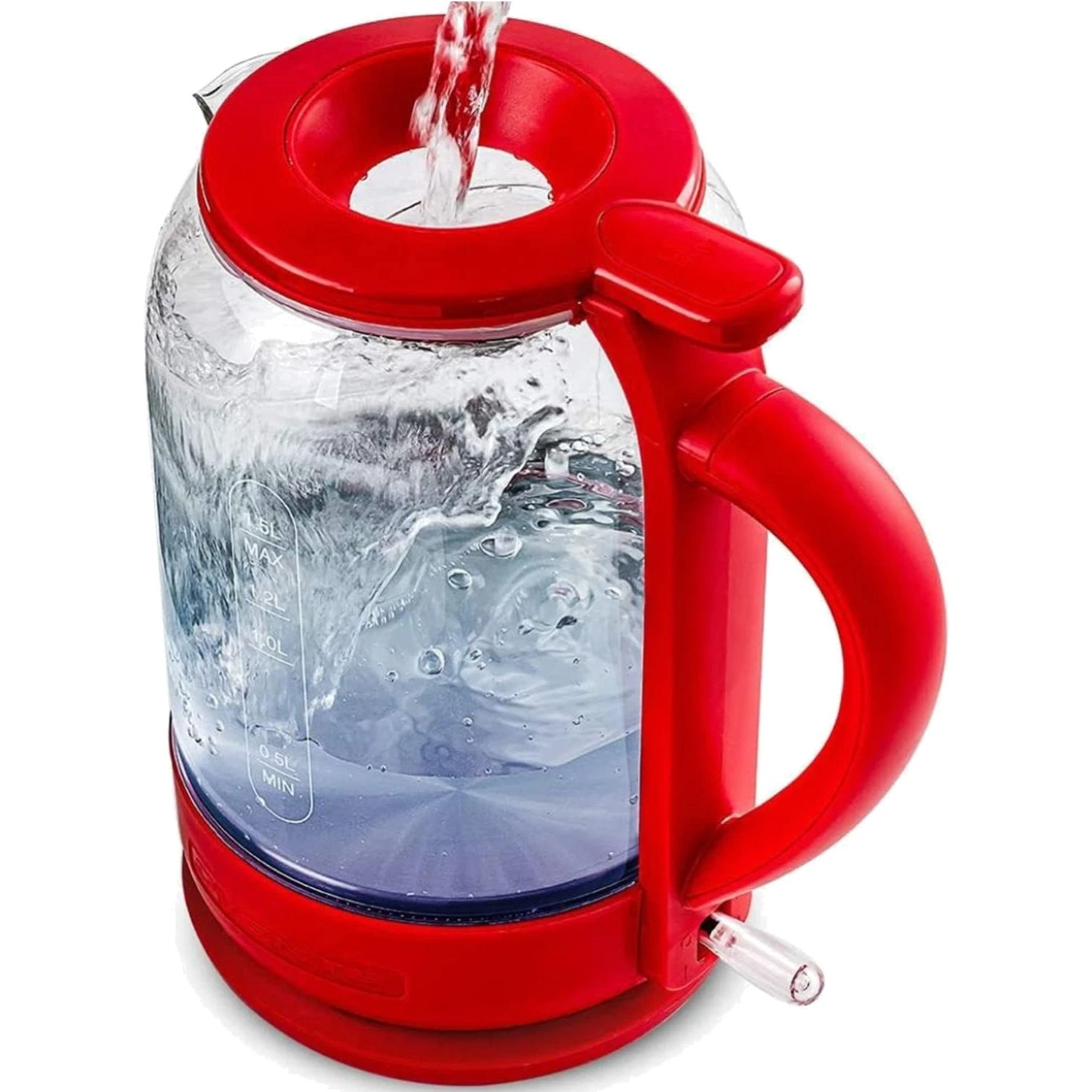 Fast Boiling Red Electric Kettle 1.5L with Auto Shut-Off & Boil-Dry Protection