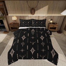 Rustic Western Bedding Set King Size Kids Western Tribal Bull Skull Comforter...