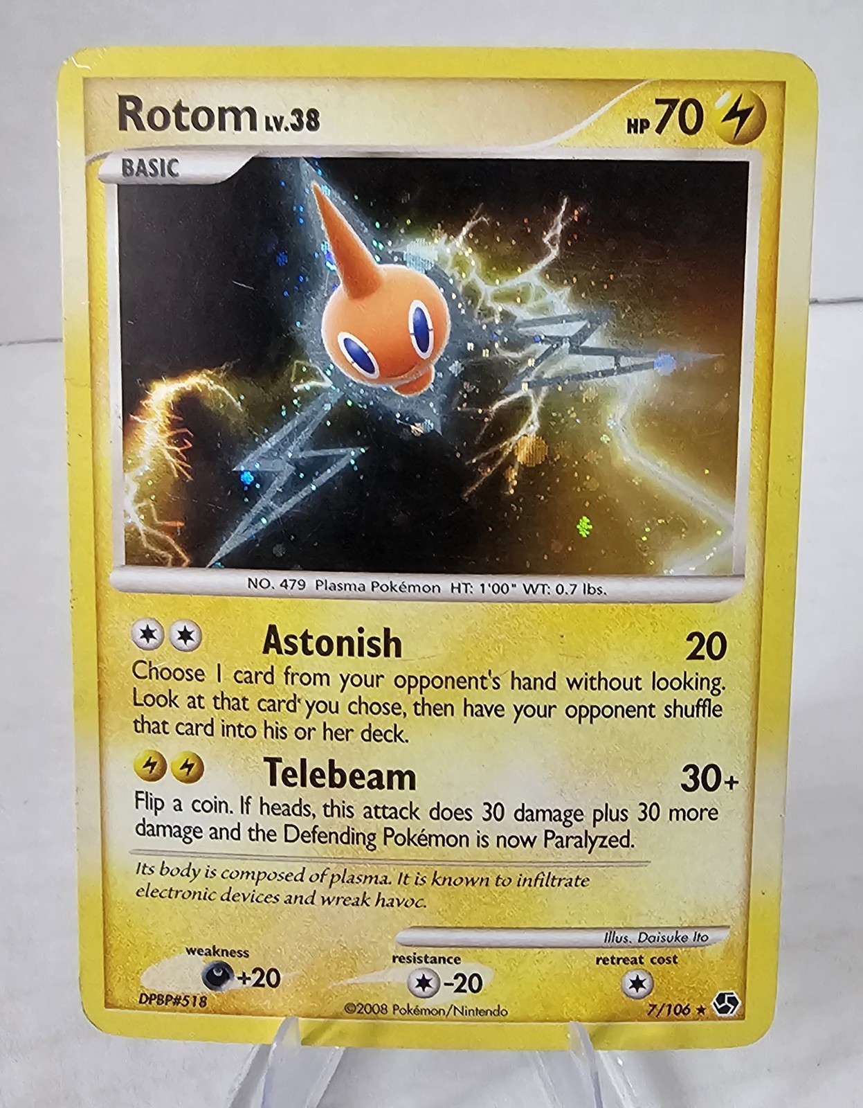Pokémon Rotom 7/106 Pokemon Great Encounters Holo Card Swirl Diamond & Pearl