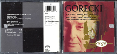Gorecki: Beatus Vir / Totus Tuus CD Argo Classical Music Nikita Storojev 1993