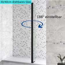 8mm NANO Glas Walk in Duschwand Panel Seitenwand Spritzschutz Schwarz - 30x200cm