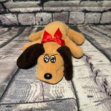 Vintage 1985 Tonka Pound Puppies Tan w Brown Ears Red Collar Plush 8" VPP-02 