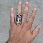 Vintage 925 Sterling Silver Butterfly Ring Size 9 Heavy 10g Statement Ring