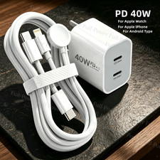 3 in1 For Apple Watch Magnetic Fast Charger USB C Cube Cable for iPhone 14 15 16