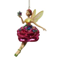 December Diamonds Rose Flower Fairy Ornament 79-79402 Christmas Gardens
