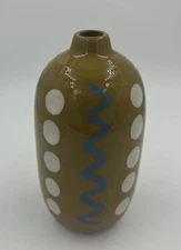 MUD PIE decorative Pottery Vase Art 6” Home Deco Pottery Brown Painted