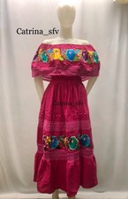 MEXICAN DRESS, CATRINA DRESS, HAND MADE DRESS, DAY OF THE DEAD, EMBROIDERY DRESS
