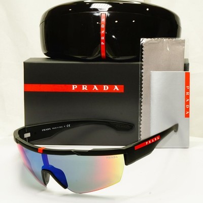 Prada Black Shield Sonnenbrille Chamäleon Rossa Wrap Visor Segeln SPS 03X DG0-08F