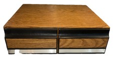 Vintage VHS Tape Holder Wood Grain 2 Drawer Cabinet Storage Case VCR Holds 24