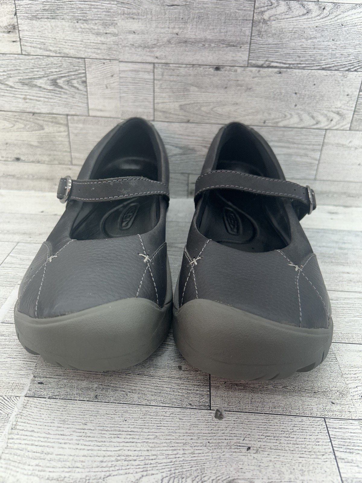 Scarpe Keen donna taglia 8 5 Mary Jane nere pelle comode passeggio cinturino casual