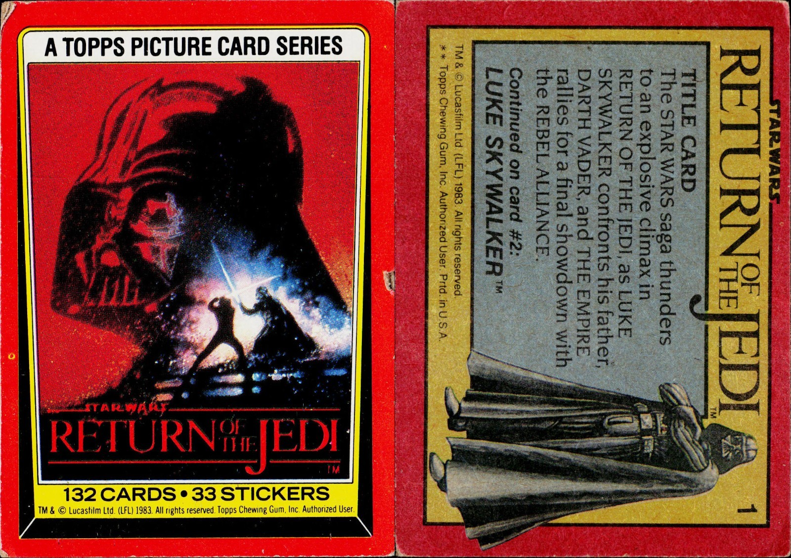 1983 Topps Star Wars Return of the Jedi #1 Title Card