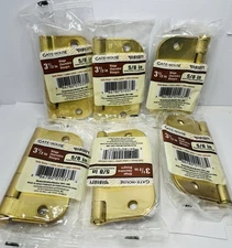 Gate House Polished Brass 3.5” X 5/8" Radius Round Door Hinge interior Qty 3