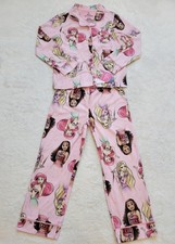 New Disney Princess Girls Long Sleeve 2 Piece Pink Princess Pajama Set size S 6