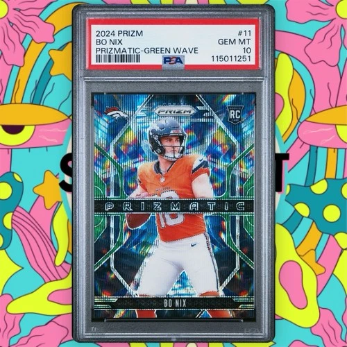 2024 Panini Prizm Prizmatic Bo Nix # 11 Green Wave PSA 10 🔥