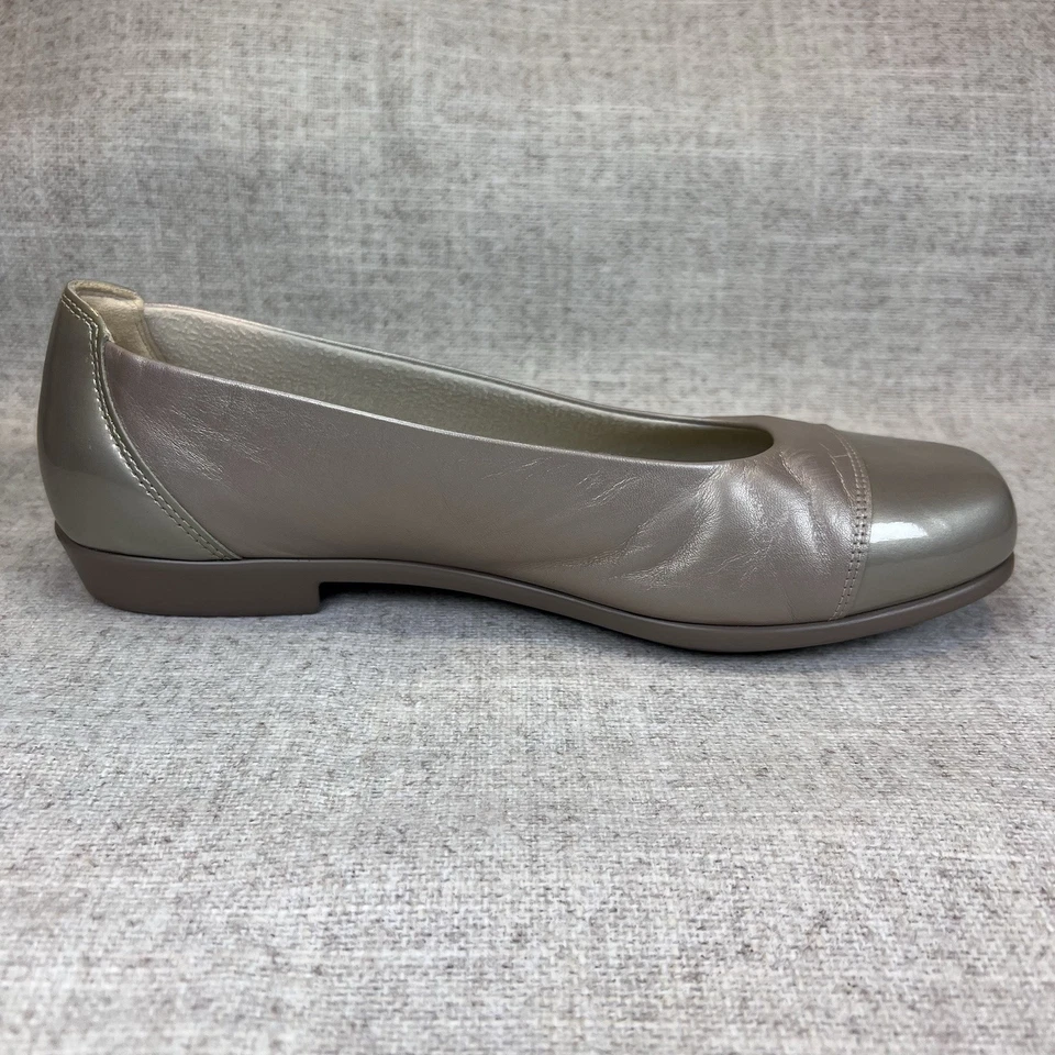 SAS Coco Beige Perla Cuero Plano Charol Puntera Cómoda Talla 9.5 Estrecha Fiesta Foto 4 de 4