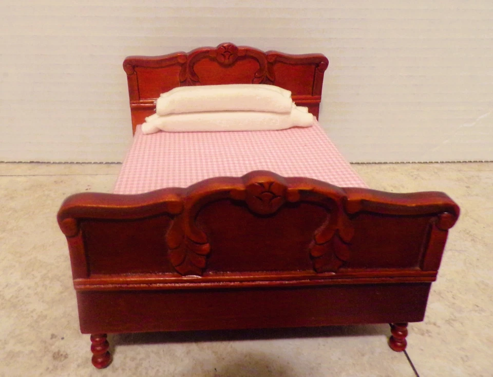 Melissa & Doug Dollhouse furniture  Bedroom 4 piece  Bed Vanity 2 Bedside Chests - Image 2 of 4