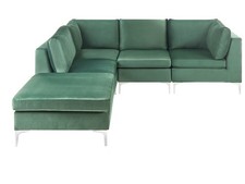 Corner Sofa with Ottoman EVJA Green Velvet Right Hand