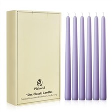 New Burning Formula Unscented Dripless 10-Inch Taper Candles Set of 12 - Lave...