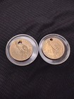 2 Old USA Golden One Dollar Coins With Holes - Washington & Adams — photo 4