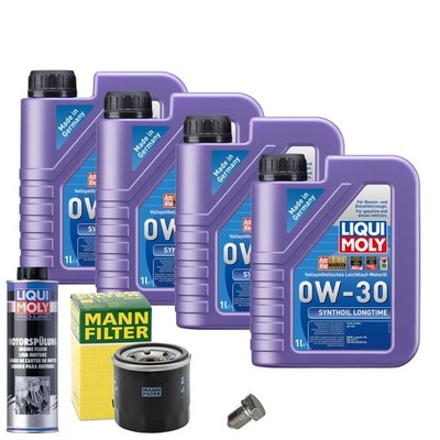 Motoröl 0W30 LIQUI MOLY 4L+MANN Ölfilter+Spülung+Ölablassschraube