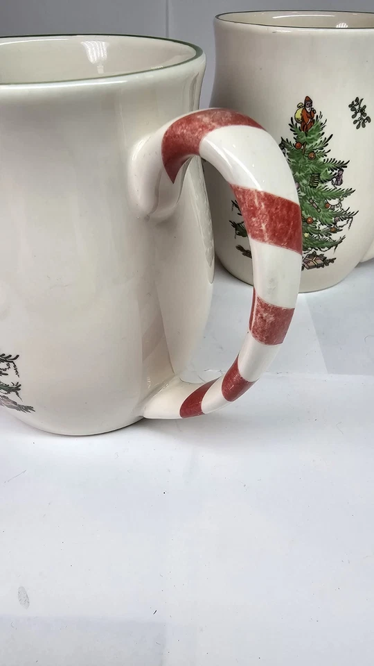 Pair of Spode Christmas Tree Mugs With Peppermint Candy Stripe Handles - Image 3 of 4
