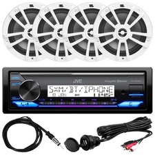 JVC KD-X38MBS Single-DIN Marine Bluetooth Radio, 4x 6.5" 180W Max 2-Way Speakers