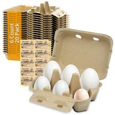 Jumbo Duck Egg Cartons 20 Pack- Holds Up to Half Dozen 6 Count Eggs Bulk Blan...