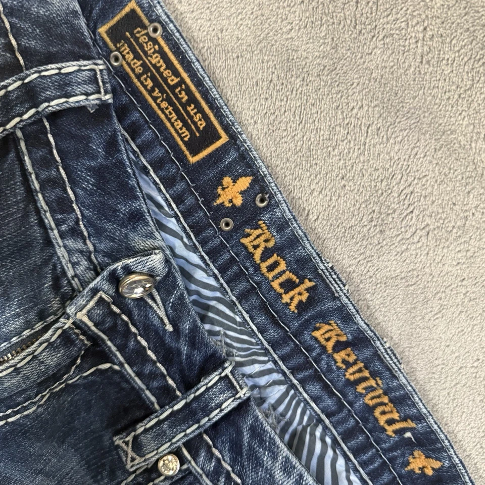 Rock Revival Lavia Easy Short Jean Size 29 Cotton Embellished Bling Denim Shorts - Image 2 of 4