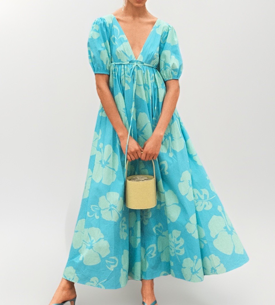 staud blue floral dress Blue Toile Mini Wells Dress main image 0