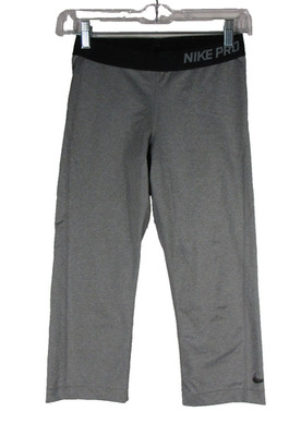 Nike Pro Womens Athletic Performance Crop Leggings Elastic Waist Size M Gray