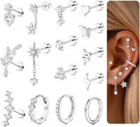 Helix Piercings 12/15Pcs Chirurgenstahl Hypoallergen Ohrstecker Gold Silber