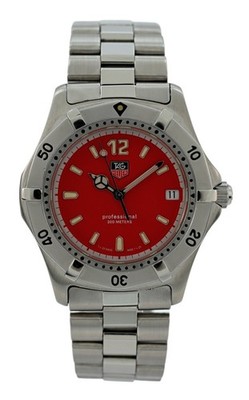 Tag Heuer 38mm Men's Professional 2000 Series Red Dial SS Watch