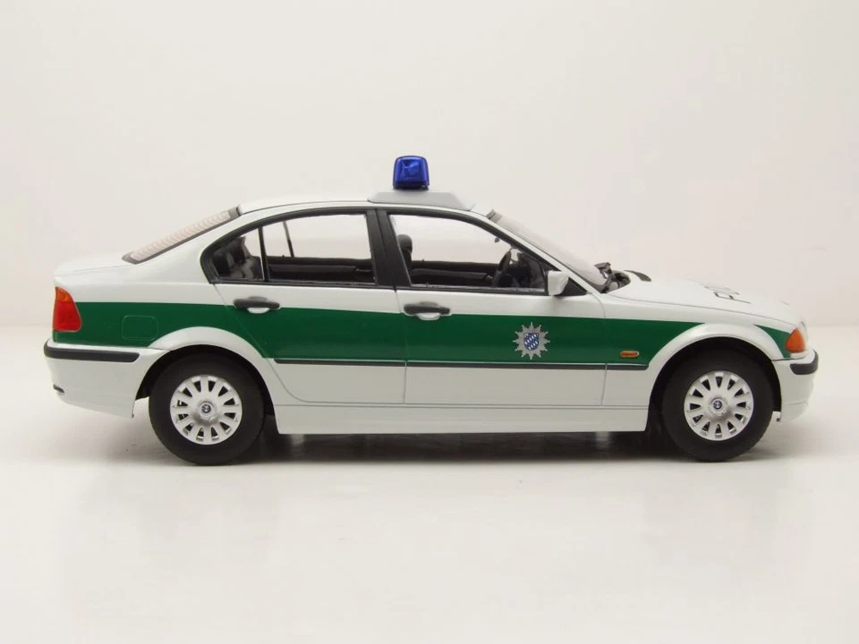 BMW 3er E46 Limousine Polizei 1999 weiß grün Modellauto 1:18 KK Scale - Bild 4 von 4