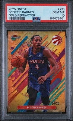 2025 TOPPS FINEST GOLD REFRACTOR #231 SCOTTIE BARNES 04/20 PSA 10