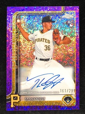2025 topps chrome Thomas Harrington Auto Purple Speckle #/299 RC Rookie Pirates