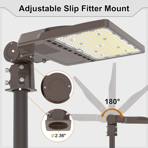 150W LED Parking Lot Shoebox Pole Light Commercial Area Lighting with Photocell - Picture 5 of 15