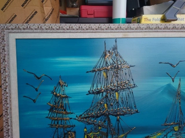 Vanguard Studios 1967 Nautical Ship Drip Art Signed Mid LOCAL PICK UP 40X28” - Image 2 of 4