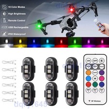 6Pcs RGB LED Warning Light Motorcycle Car Flash Signal Drone Strobe Light USB