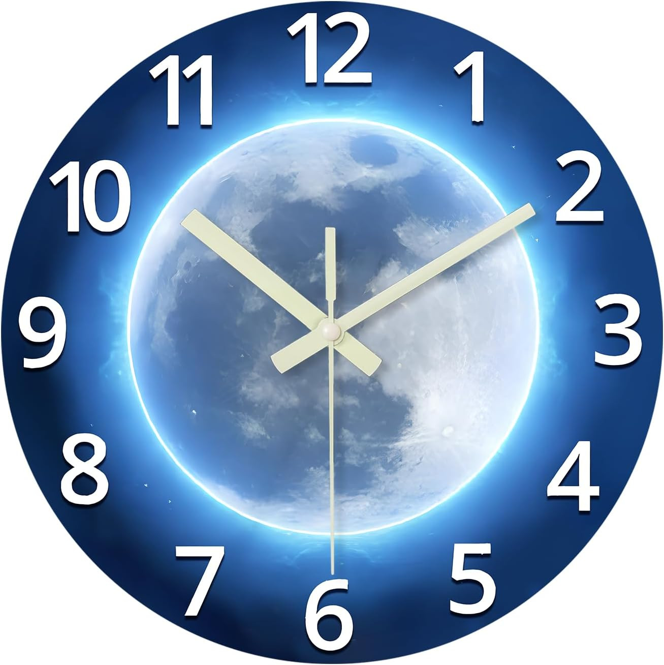 Analog Glow in the Dark Wall Clock Battery Operated 12 Inch 