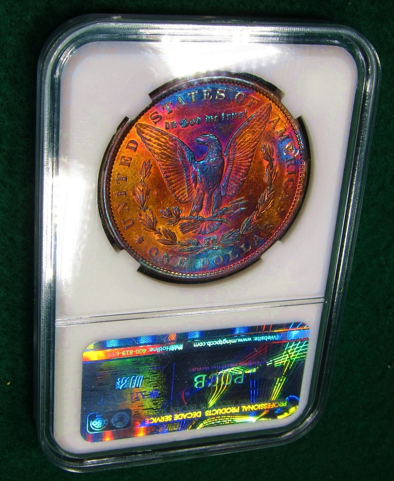 1889 Morgan Dollar Toned Silver ✪ MS ✪ Colorful Rainbow Toning~Gold Magenta Blue - Image 2 of 4