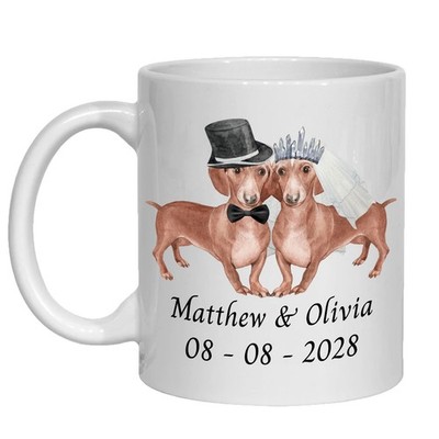 Hund Hochzeit Tasse personalisiert Geschenk Braut Bräutigam - Rasse wählbar