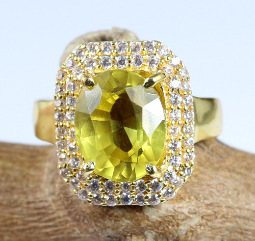 Ceylon Giallo Zaffiro 11.44 CT Naturale Ovale Gemma Anello Certificata Raro - Foto 6 di 8