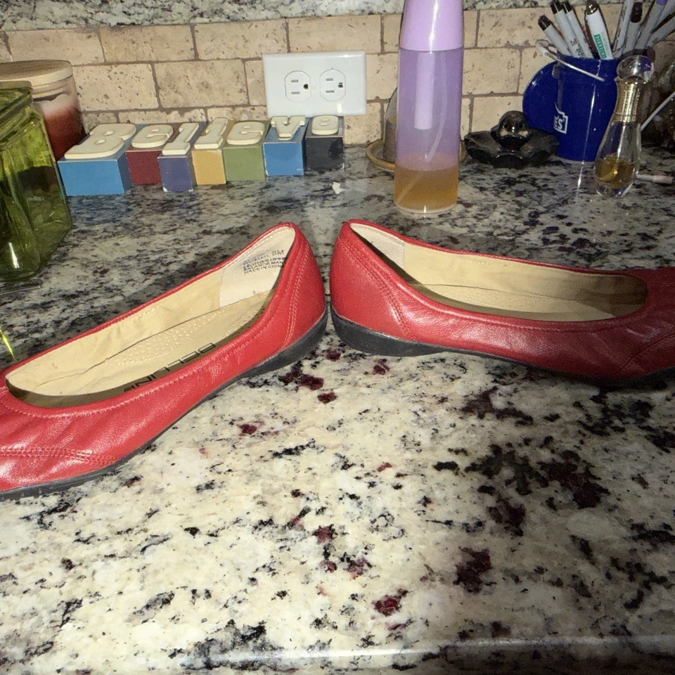 Zapatos planos de ballet Bellini Jacklyn de cuero rojo talla 8M SS Foto 3 de 4