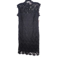 NANETTE LEPORE Black Lace Dress Overlay Mini Party Cocktail Size 8 NWT