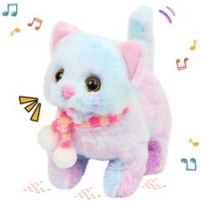 Walking Kitty Plush Toy Electric Interactive Cat Stuffed Animal Meowing Tail ...