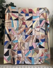 Vintage Handmade Crazy Quilt 64x70