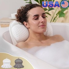 Ergonomic Bath Pillow 4D Mesh Soft Suction Cups Spa Gift Machine Washable New