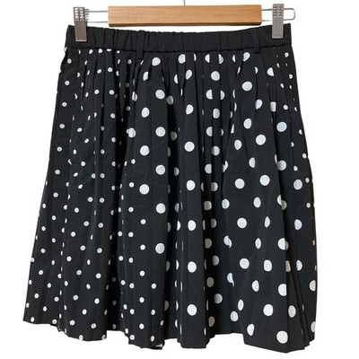 LANVIN SPORT Dot Easy Pleated Mini Skirt, Size 36, Black Women USED