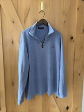 Polo Ralph Lauren Sweater Mens XL Light Blue Quarter Zip Estate Rib Pullover