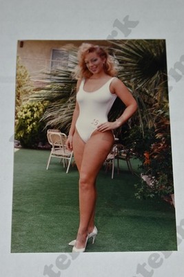 cuvy blonde woman in swimsuit thick legs heels VINTAGE PHOTOGRAPH  Mi